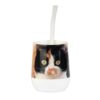 Mate Gato tricolor + Bombilla + Saca Yerba